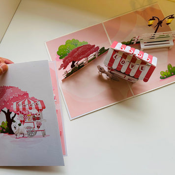 Samoyed Dog with a LOVE Lollipop Cart - Perfect for Dog Lovers Origami Pop Cards 3D Pop Up Greeting Card Happy Birthday Thank You Handmade Gift Thinking of You Blank Card for Any Occasion Happy Mother's Day Happy Father's Australiana Celebrate the Beauty