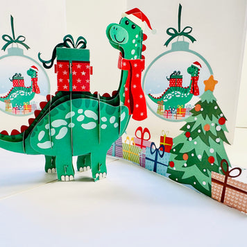 Santa Baby Dinosaur with Christmas Presents Origami Pop Cards 3D Pop Up Greeting Card Merry Christmas Thank You Handmade Best Wishes Blank Card Gift Happy Holidays Celebrate the Special Day Moment with Family and Friends
