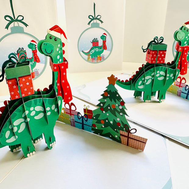 Santa Baby Dinosaur with Christmas Presents Origami Pop Cards 3D Pop Up Greeting Card Merry Christmas Thank You Handmade Best Wishes Blank Card Gift Happy Holidays Celebrate the Special Day Moment with Family and Friends