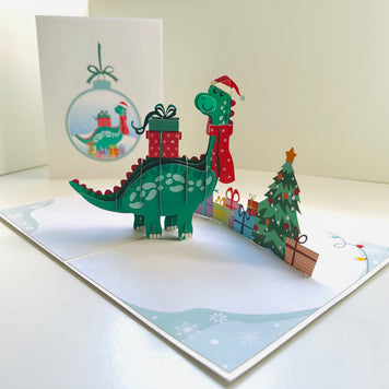 Santa Baby Dinosaur with Christmas Presents Origami Pop Cards 3D Pop Up Greeting Card Merry Christmas Thank You Handmade Best Wishes Blank Card Gift Happy Holidays Celebrate the Special Day Moment with Family and Friends