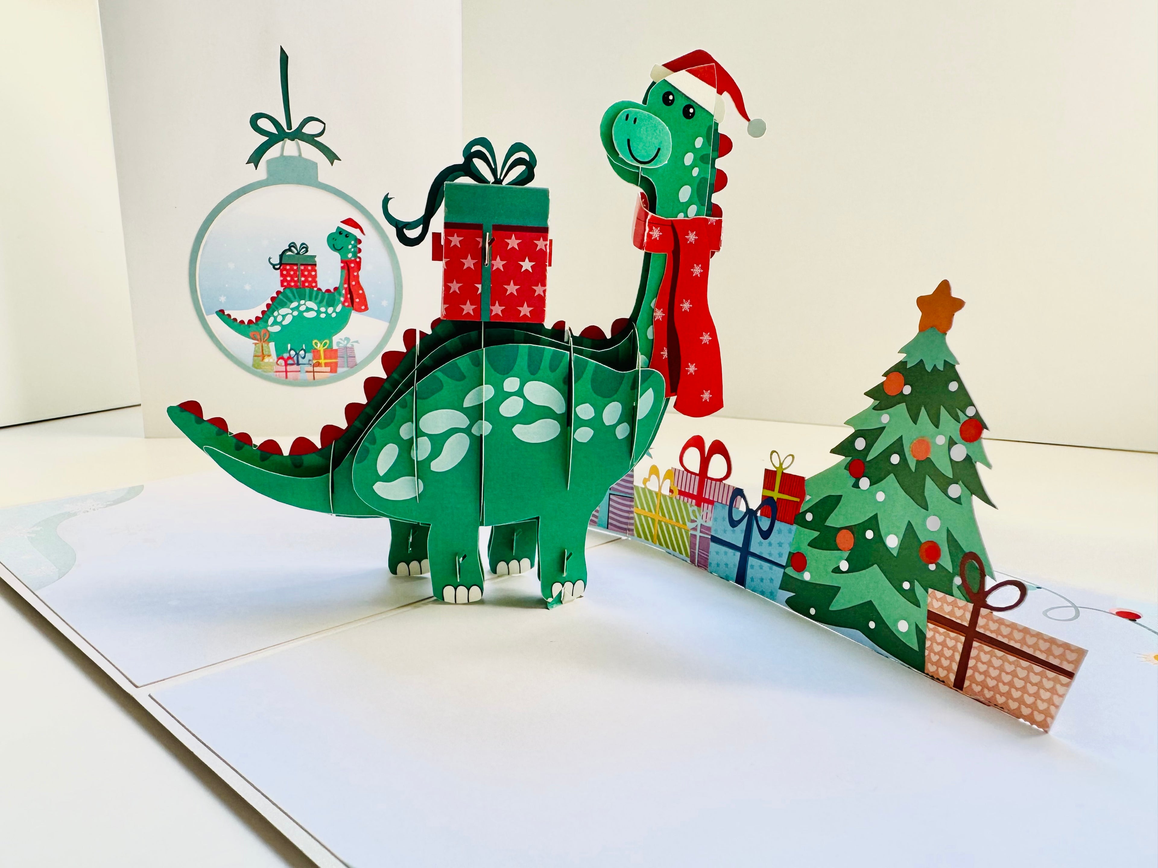 Santa Baby Dinosaur with Christmas Presents Origami Pop Cards 3D Pop Up Greeting Card Merry Christmas Thank You Handmade Best Wishes Blank Card Gift Happy Holidays Celebrate the Special Day Moment with Family and Friends