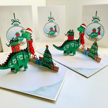 Santa Baby Dinosaur with Christmas Presents Origami Pop Cards 3D Pop Up Greeting Card Merry Christmas Thank You Handmade Best Wishes Blank Card Gift Happy Holidays Celebrate the Special Day Moment with Family and Friends