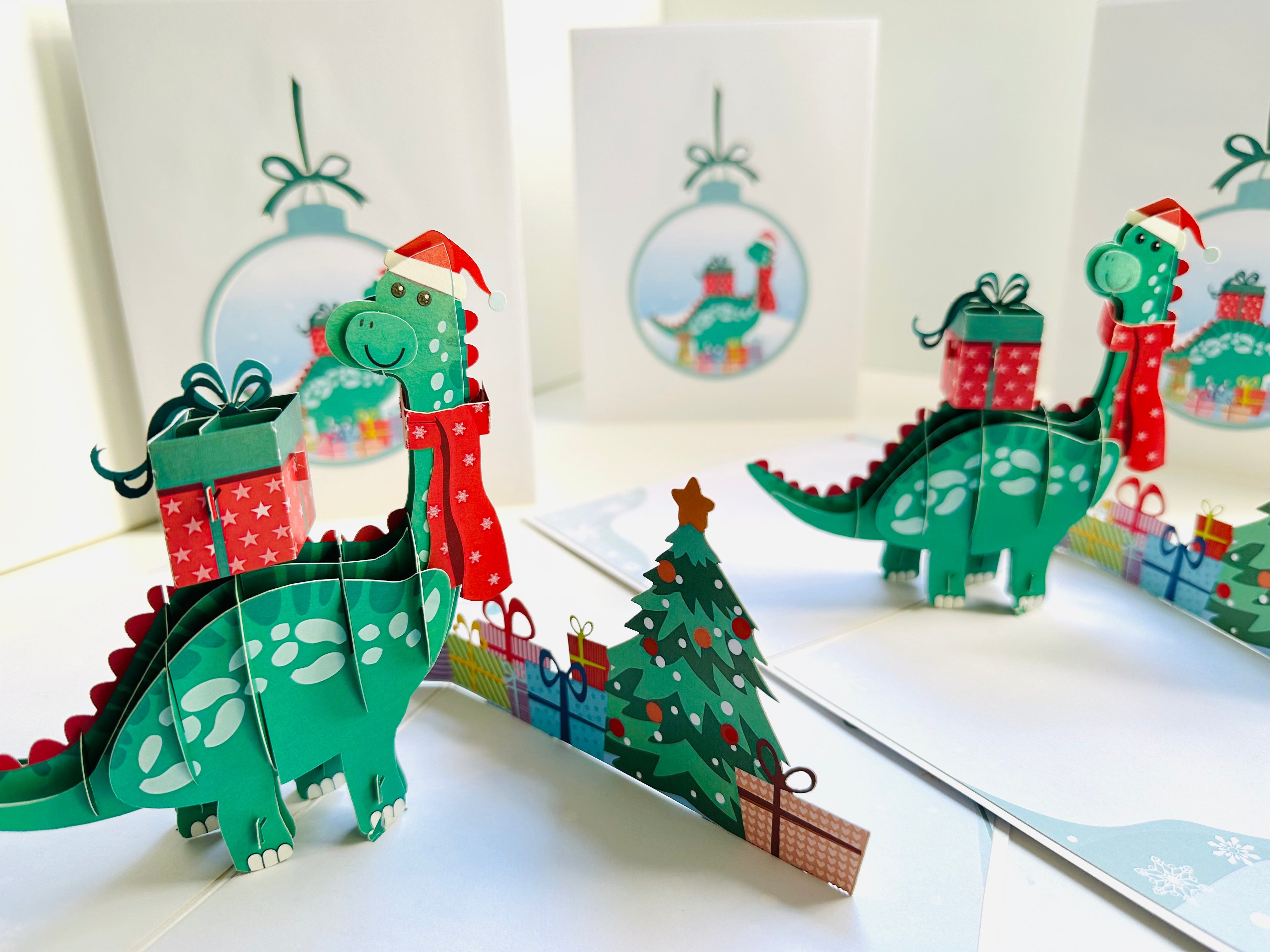 Santa Baby Dinosaur with Christmas Presents Origami Pop Cards 3D Pop Up Greeting Card Merry Christmas Thank You Handmade Best Wishes Blank Card Gift Happy Holidays Celebrate the Special Day Moment with Family and Friends