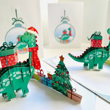Santa Baby Dinosaur with Christmas Presents Origami Pop Cards 3D Pop Up Greeting Card Merry Christmas Thank You Handmade Best Wishes Blank Card Gift Happy Holidays Celebrate the Special Day Moment with Family and Friends