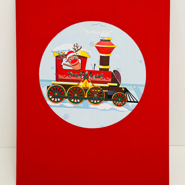 Santa Christmas Train Origami Pop Cards 3D Pop Up Greeting Card Merry Christmas Thank You Handmade Best Wishes Blank Card Gift Happy Holidays Celebrate the Special Day Moment with Family and Friends