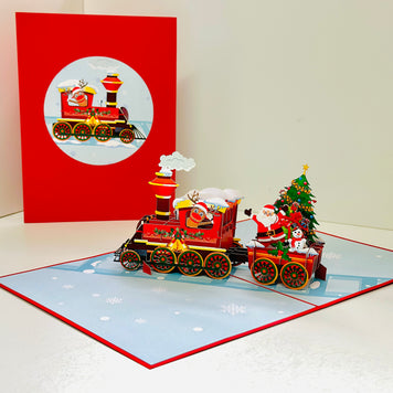Santa Christmas Train Origami Pop Cards 3D Pop Up Greeting Card Merry Christmas Thank You Handmade Best Wishes Blank Card Gift Happy Holidays Celebrate the Special Day Moment with Family and Friends