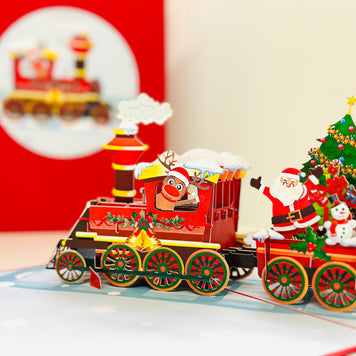 Santa Christmas Train Origami Pop Cards 3D Pop Up Greeting Card Merry Christmas Thank You Handmade Best Wishes Blank Card Gift Happy Holidays Celebrate the Special Day Moment with Family and Friends