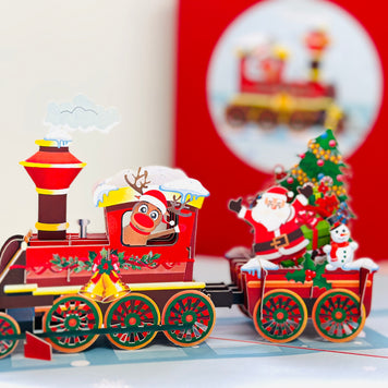 Santa Christmas Train Origami Pop Cards 3D Pop Up Greeting Card Merry Christmas Thank You Handmade Best Wishes Blank Card Gift Happy Holidays Celebrate the Special Day Moment with Family and Friends