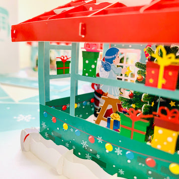 Santa Claus & Baby Angels Decorate Christmas Shop Origami Pop Cards 3D Pop Up Greeting Card Merry Christmas Thank You Handmade Best Wishes Blank Card Gift Happy Holidays Celebrate the Special Day Moment with Family and Friends