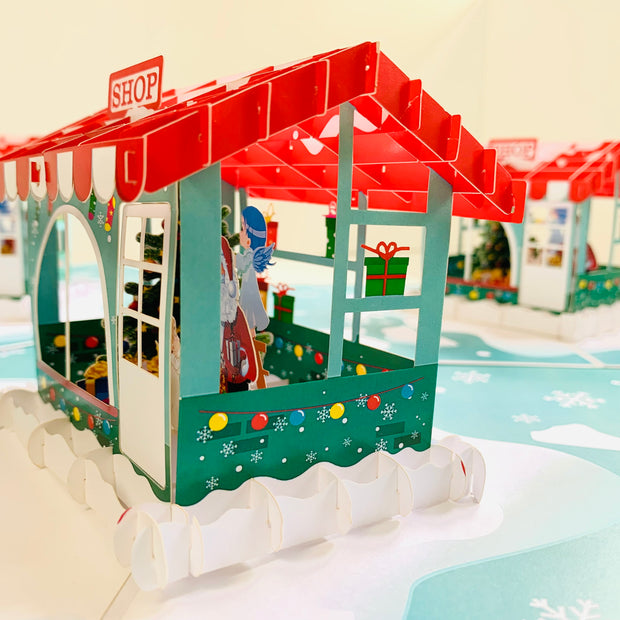 Santa Claus & Baby Angels Decorate Christmas Shop Origami Pop Cards 3D Pop Up Greeting Card Merry Christmas Thank You Handmade Best Wishes Blank Card Gift Happy Holidays Celebrate the Special Day Moment with Family and Friends
