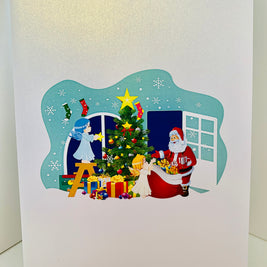Santa Claus & Baby Angels Decorate Christmas Shop Origami Pop Cards 3D Pop Up Greeting Card Merry Christmas Thank You Handmade Best Wishes Blank Card Gift Happy Holidays Celebrate the Special Day Moment with Family and Friends
