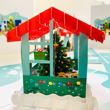 Santa Claus & Baby Angels Decorate Christmas Shop Origami Pop Cards 3D Pop Up Greeting Card Merry Christmas Thank You Handmade Best Wishes Blank Card Gift Happy Holidays Celebrate the Special Day Moment with Family and Friends