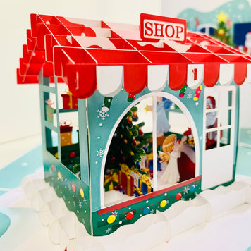 Santa Claus & Baby Angels Decorate Christmas Shop Origami Pop Cards 3D Pop Up Greeting Card Merry Christmas Thank You Handmade Best Wishes Blank Card Gift Happy Holidays Celebrate the Special Day Moment with Family and Friends