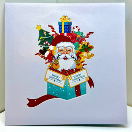 🎄Santa Claus & Reindeer in a Magical Christmas Gift Box – Size 15x15cm Origami Pop Cards 3D Pop Up Greeting Card Merry Christmas Thank You Handmade Best Wishes Blank Card Gift Happy Holidays Celebrate the Special Day