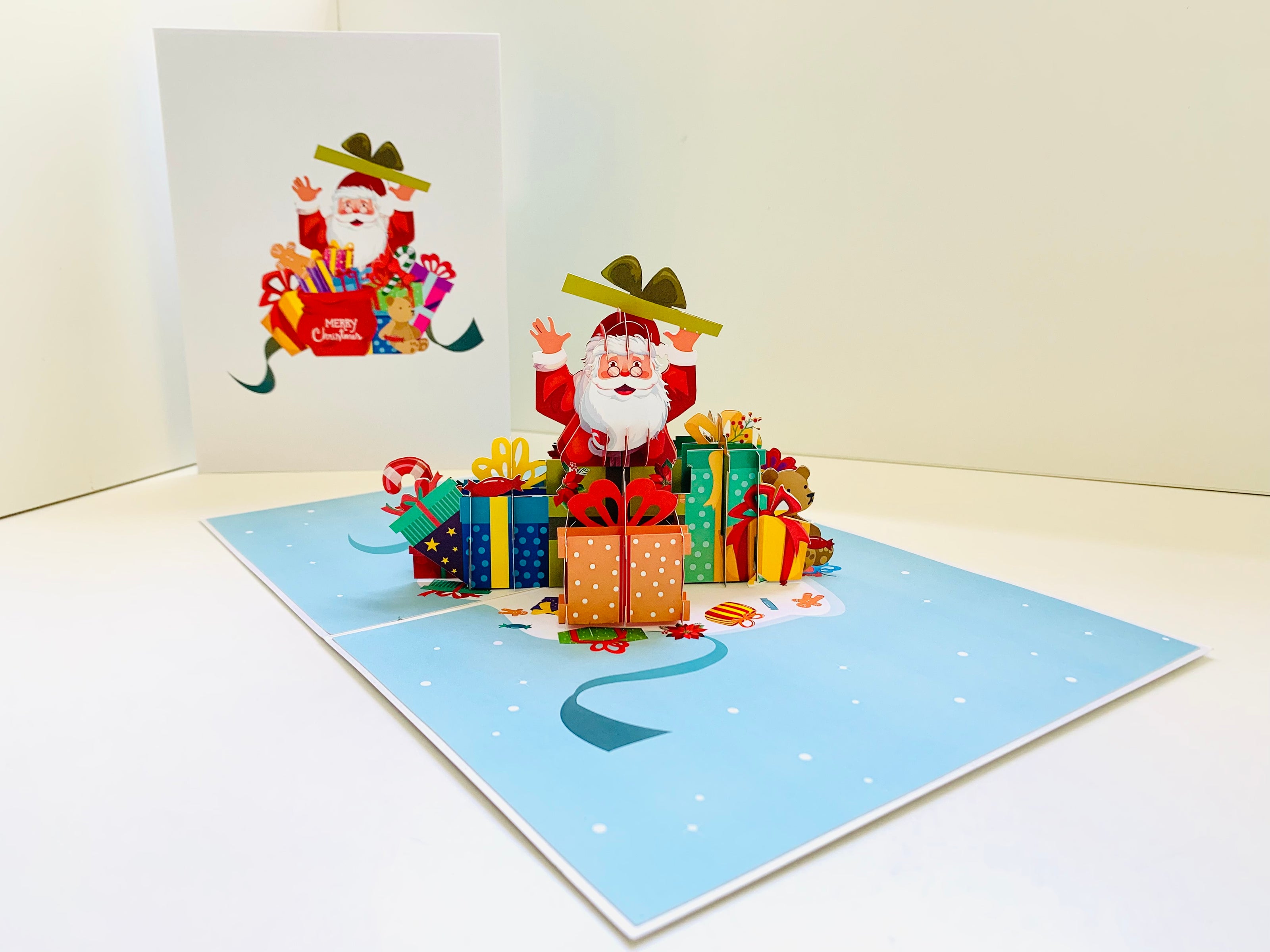 Santa Claus with Christmas Presents Origami Pop Cards 3D Pop Up Greeting Card Merry Christmas Thank You Handmade Best Wishes Blank Card Gift Happy Holidays Celebrate the Special Day Moment with Family and Friends