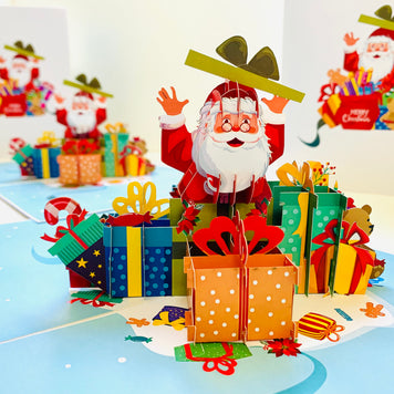Santa Claus with Christmas Presents Origami Pop Cards 3D Pop Up Greeting Card Merry Christmas Thank You Handmade Best Wishes Blank Card Gift Happy Holidays Celebrate the Special Day Moment with Family and Friends