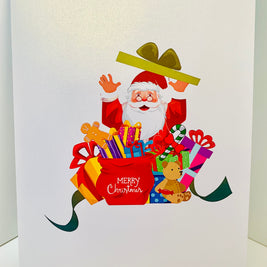 Santa Claus with Christmas Presents Origami Pop Cards 3D Pop Up Greeting Card Merry Christmas Thank You Handmade Best Wishes Blank Card Gift Happy Holidays Celebrate the Special Day Moment with Family and Friends