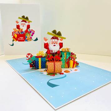 Santa Claus with Christmas Presents Origami Pop Cards 3D Pop Up Greeting Card Merry Christmas Thank You Handmade Best Wishes Blank Card Gift Happy Holidays Celebrate the Special Day Moment with Family and Friends