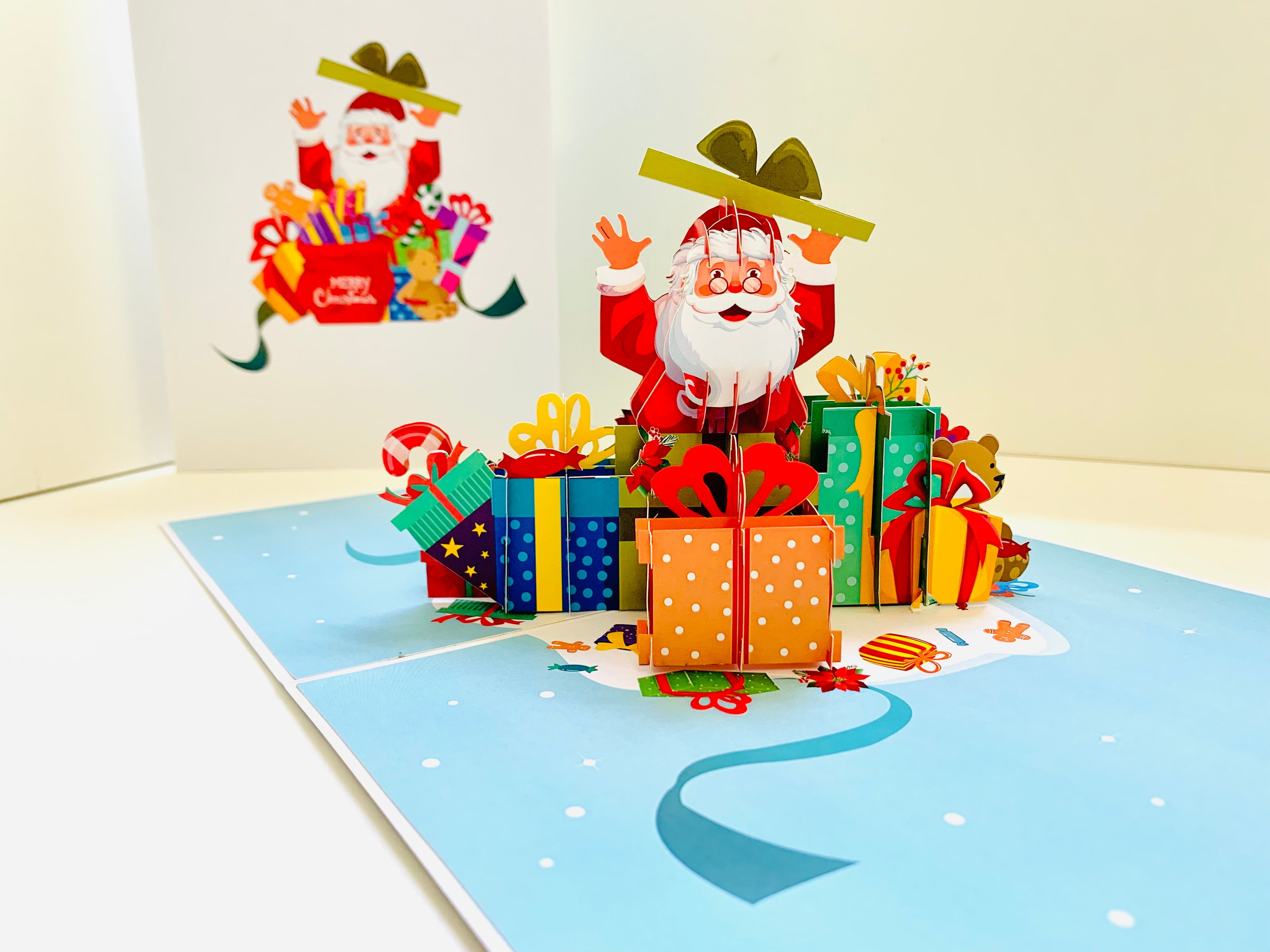 Santa Claus with Christmas Presents Origami Pop Cards 3D Pop Up Greeting Card Merry Christmas Thank You Handmade Best Wishes Blank Card Gift Happy Holidays Celebrate the Special Day Moment with Family and Friends