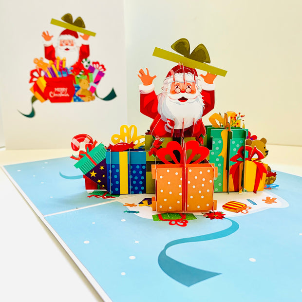 Santa Claus with Christmas Presents Origami Pop Cards 3D Pop Up Greeting Card Merry Christmas Thank You Handmade Best Wishes Blank Card Gift Happy Holidays Celebrate the Special Day Moment with Family and Friends