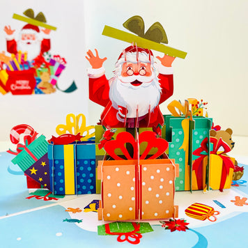 Santa Claus with Christmas Presents Origami Pop Cards 3D Pop Up Greeting Card Merry Christmas Thank You Handmade Best Wishes Blank Card Gift Happy Holidays Celebrate the Special Day Moment with Family and Friends