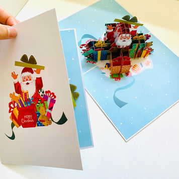 Santa Claus with Christmas Presents Origami Pop Cards 3D Pop Up Greeting Card Merry Christmas Thank You Handmade Best Wishes Blank Card Gift Happy Holidays Celebrate the Special Day Moment with Family and Friends