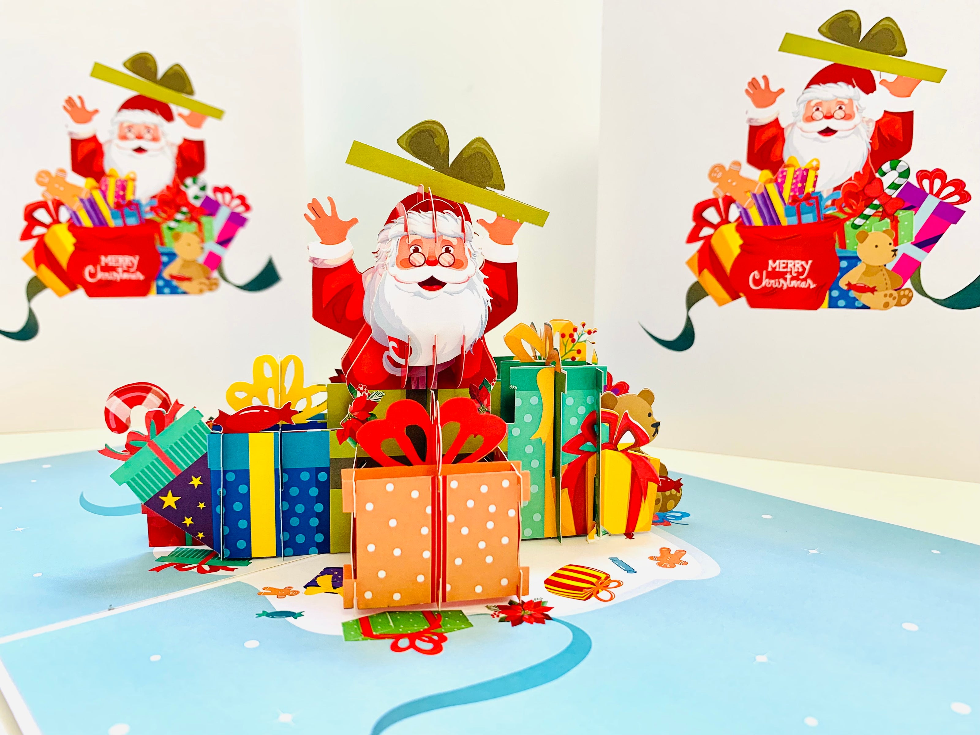 Santa Claus with Christmas Presents Origami Pop Cards 3D Pop Up Greeting Card Merry Christmas Thank You Handmade Best Wishes Blank Card Gift Happy Holidays Celebrate the Special Day Moment with Family and Friends