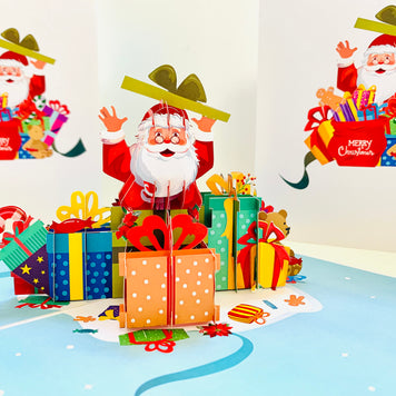 Santa Claus with Christmas Presents Origami Pop Cards 3D Pop Up Greeting Card Merry Christmas Thank You Handmade Best Wishes Blank Card Gift Happy Holidays Celebrate the Special Day Moment with Family and Friends
