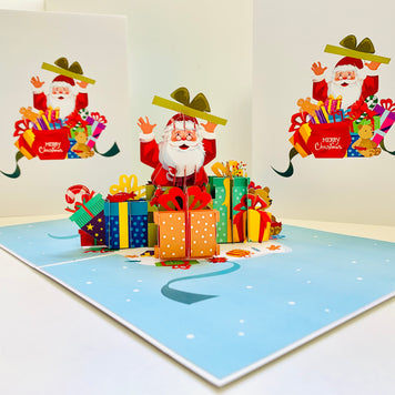 Santa Claus with Christmas Presents Origami Pop Cards 3D Pop Up Greeting Card Merry Christmas Thank You Handmade Best Wishes Blank Card Gift Happy Holidays Celebrate the Special Day Moment with Family and Friends