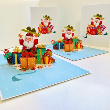 Santa Claus with Christmas Presents Origami Pop Cards 3D Pop Up Greeting Card Merry Christmas Thank You Handmade Best Wishes Blank Card Gift Happy Holidays Celebrate the Special Day Moment with Family and Friends