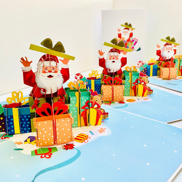 Santa Claus with Christmas Presents Origami Pop Cards 3D Pop Up Greeting Card Merry Christmas Thank You Handmade Best Wishes Blank Card Gift Happy Holidays Celebrate the Special Day Moment with Family and Friends