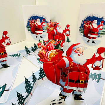 Santa with Toy Bag Origami Pop Cards 3D Pop Up Greeting Card Merry Christmas Thank You Handmade Best Wishes Blank Card Gift Happy Holidays Celebrate the Special Day Moment with Family and Friends