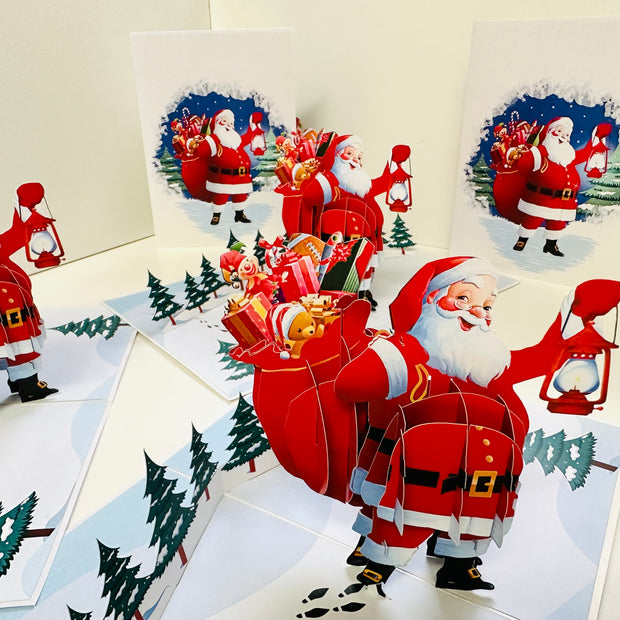 Santa with Toy Bag Origami Pop Cards 3D Pop Up Greeting Card Merry Christmas Thank You Handmade Best Wishes Blank Card Gift Happy Holidays Celebrate the Special Day Moment with Family and Friends
