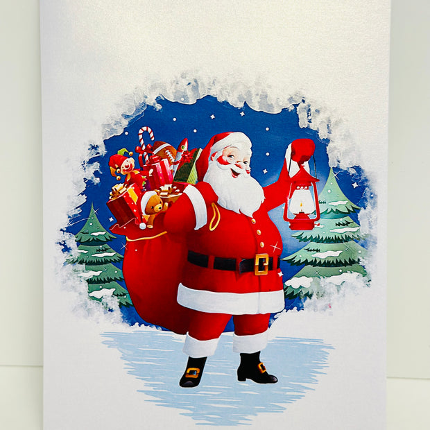 Santa with Toy Bag Origami Pop Cards 3D Pop Up Greeting Card Merry Christmas Thank You Handmade Best Wishes Blank Card Gift Happy Holidays Celebrate the Special Day Moment with Family and Friends