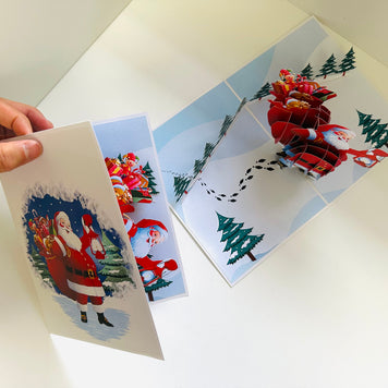 Santa with Toy Bag Origami Pop Cards 3D Pop Up Greeting Card Merry Christmas Thank You Handmade Best Wishes Blank Card Gift Happy Holidays Celebrate the Special Day Moment with Family and Friends