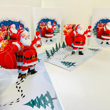 Santa with Toy Bag Origami Pop Cards 3D Pop Up Greeting Card Merry Christmas Thank You Handmade Best Wishes Blank Card Gift Happy Holidays Celebrate the Special Day Moment with Family and Friends