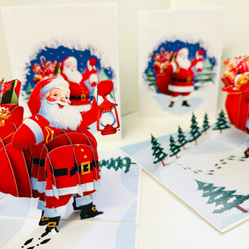 Santa with Toy Bag Origami Pop Cards 3D Pop Up Greeting Card Merry Christmas Thank You Handmade Best Wishes Blank Card Gift Happy Holidays Celebrate the Special Day Moment with Family and Friends