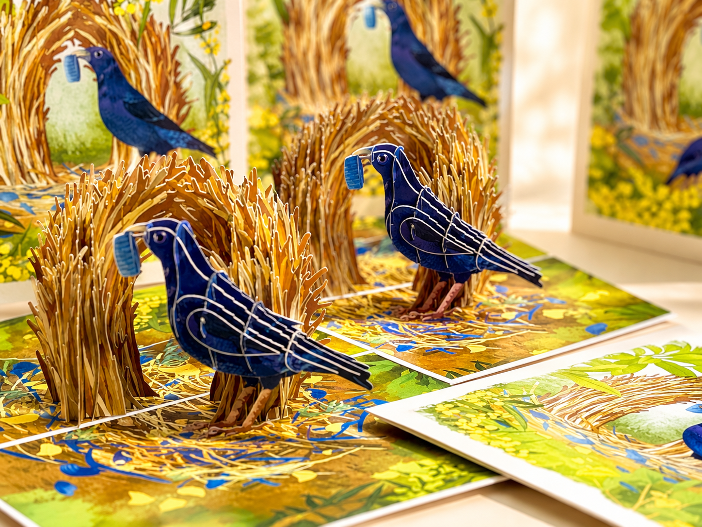 Satin Bowerbird - Australia's Unique Wildlife Origami Pop Cards 3D Pop Up Greeting Card Celebrate Happy Birthday Thank You Handmade Best Wishes Gift Thinking of You Blank Card for Any Occasion Happy Mother's Day Happy Father's Day Australiana Nature