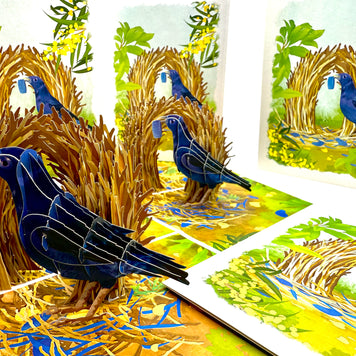 Satin Bowerbird - Australia's Unique Wildlife Origami Pop Cards 3D Pop Up Greeting Card Celebrate Happy Birthday Thank You Handmade Best Wishes Gift Thinking of You Blank Card for Any Occasion Happy Mother's Day Happy Father's Day Australiana Nature