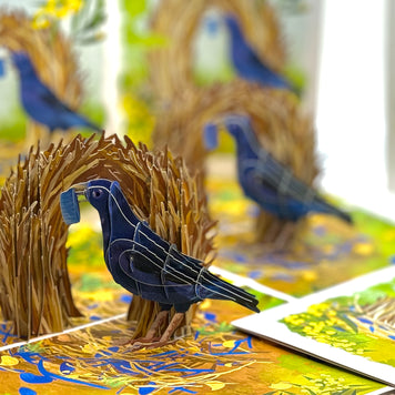 Satin Bowerbird - Australia's Unique Wildlife Origami Pop Cards 3D Pop Up Greeting Card Celebrate Happy Birthday Thank You Handmade Best Wishes Gift Thinking of You Blank Card for Any Occasion Happy Mother's Day Happy Father's Day Australiana Nature