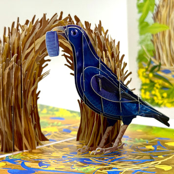 Satin Bowerbird - Australia's Unique Wildlife Origami Pop Cards 3D Pop Up Greeting Card Celebrate Happy Birthday Thank You Handmade Best Wishes Gift Thinking of You Blank Card for Any Occasion Happy Mother's Day Happy Father's Day Australiana Nature