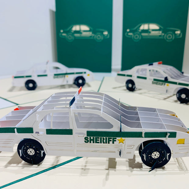 Sheriff Police Car Card - Perfect for Happy Father's Day Origami Pop Cards 3D Pop Up Greeting Card Celebrate Happy Birthday Thank You Handmade Best Wishes Gift Thinking of You Blank Card for Any Occasion