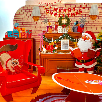 Singing Santa Merry Christmas Medley with His Best Friends - Dog & Cat 3D Origami Pop Cards 3D Pop Up Greeting Card Merry Christmas Thank You Handmade Best Wishes Blank Card Gift Happy Holidays Celebrate the Special Day