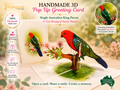 Single Australian King Parrot - Aussie Bird Origami Pop Cards 3D Pop Up Greeting Card Celebrate Happy Birthday Thank You Handmade Best Wishes Gift Thinking of You Blank Card for Any Occasion Happy Mother's Day Happy Father's Day Australiana Birds