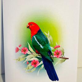 Single Australian King Parrot - Aussie Bird Origami Pop Cards 3D Pop Up Greeting Card Celebrate Happy Birthday Thank You Handmade Best Wishes Gift Thinking of You Blank Card for Any Occasion Happy Mother's Day Happy Father's Day Australiana Birds