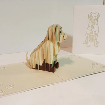 Super Cute Sitting Dog in Cream White - Perfect for Dog Lovers Origami Pop Cards 3D Pop Up Greeting Card Happy Birthday Thank You Handmade Happy Father's Day Australiana Celebration Gift Thinking of You Blank Card for Any Occasion Happy Friendship's Day