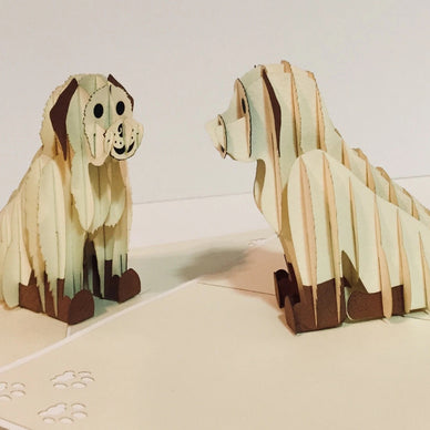 Super Cute Sitting Dog in Cream White - Perfect for Dog Lovers Origami Pop Cards 3D Pop Up Greeting Card Happy Birthday Thank You Handmade Happy Father's Day Australiana Celebration Gift Thinking of You Blank Card for Any Occasion Happy Friendship's Day