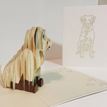Super Cute Sitting Dog in Cream White - Perfect for Dog Lovers Origami Pop Cards 3D Pop Up Greeting Card Happy Birthday Thank You Handmade Happy Father's Day Australiana Celebration Gift Thinking of You Blank Card for Any Occasion Happy Friendship's Day