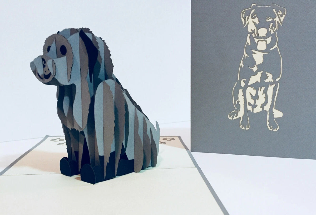 Super Cute Sitting Dog in Light Grey - Perfect for Dog Lovers Origami Pop Cards 3D Pop Up Greeting Card Happy Birthday Thank You Handmade Happy Father's Day Australiana Celebration Gift Thinking of You Blank Card for Any Occasion Happy Mother's Day