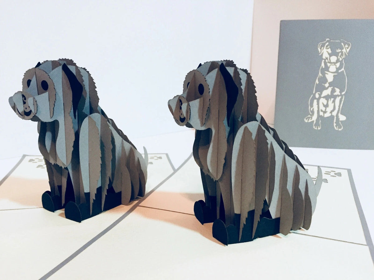 Super Cute Sitting Dog in Light Grey - Perfect for Dog Lovers Origami Pop Cards 3D Pop Up Greeting Card Happy Birthday Thank You Handmade Happy Father's Day Australiana Celebration Gift Thinking of You Blank Card for Any Occasion Happy Mother's Day